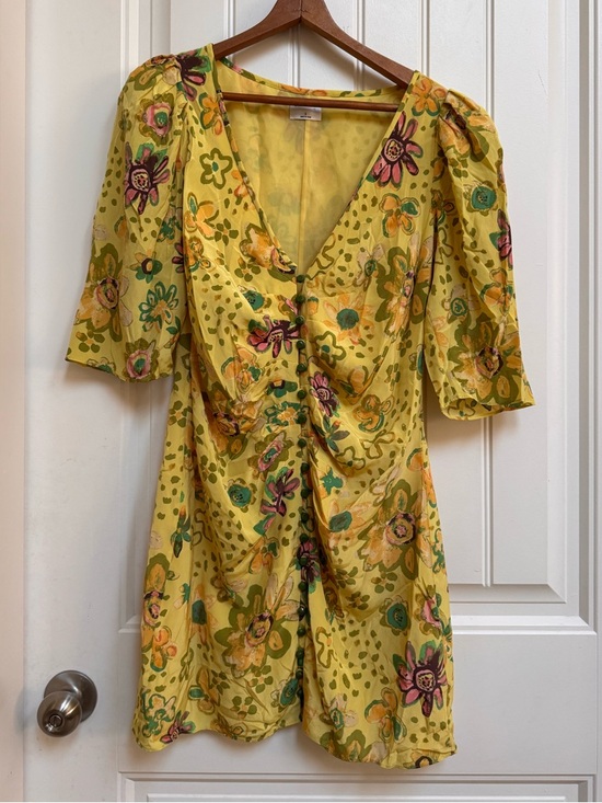 Le Fou Wilfred Tango Silk Yellow Floral Mini Dress. Size 6 - Picture 2 of 10